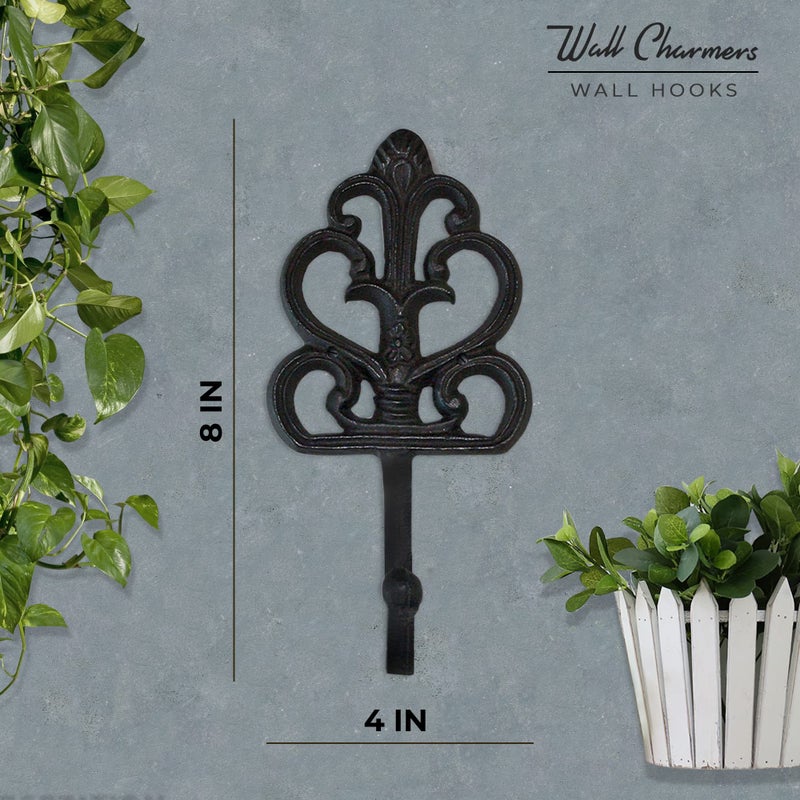 Wallcharmers Set of 3 Rustic Decorative Wall Hooks 8â€ | Victorian Shabby Chic Fleur De Lis Antique Towel Hooks for Hanging | Gothic Cast Iron Farmhouse Indoor Outdoor Key, Dog Leash, & Towel Hanger - Image 4